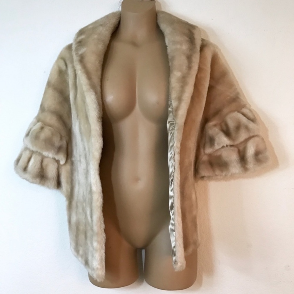 Vintage Tan Light Brown Faux Fur Wrap